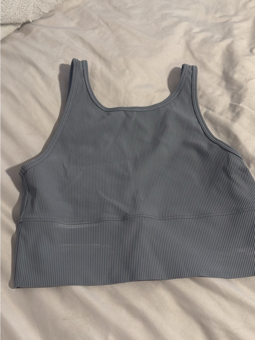 Ribbed Tank Bralette — Dusty Blue